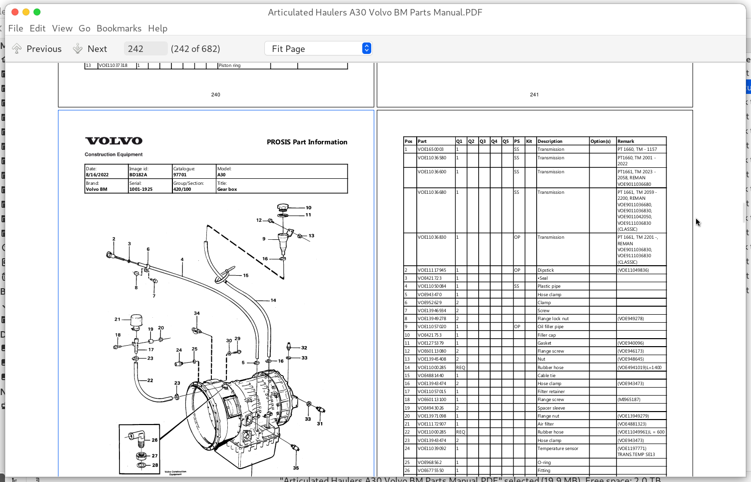 Articulated Haulers A30 Volvo Constructions Parts Manual A++ Repair